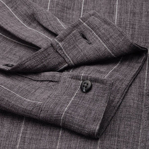 Men's Grey Slim Fit Vertical Striped Casual Shirt