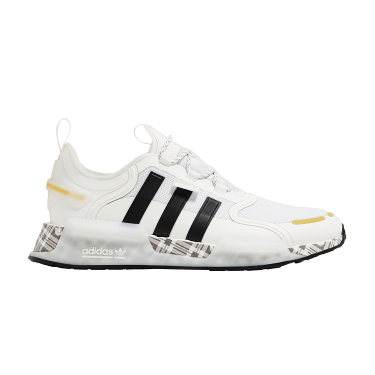 adidas NMD R1 V3 White Black Gold Tartan Trefoil