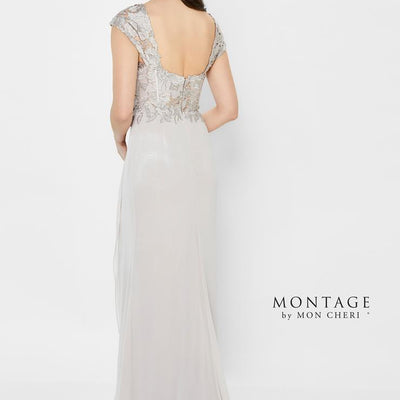 Montage 122905 Long Lace Bodice A Line Formal Dress
