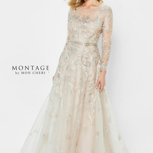 Montage 122906 Long A Line Gown Metallic Formal Dress