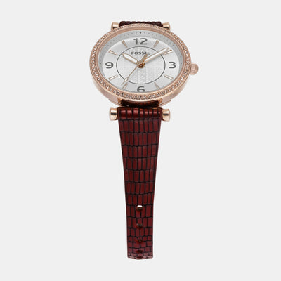 Carlie Women Quartz Rose Gold Dial Analog Leather Watch ES5296
