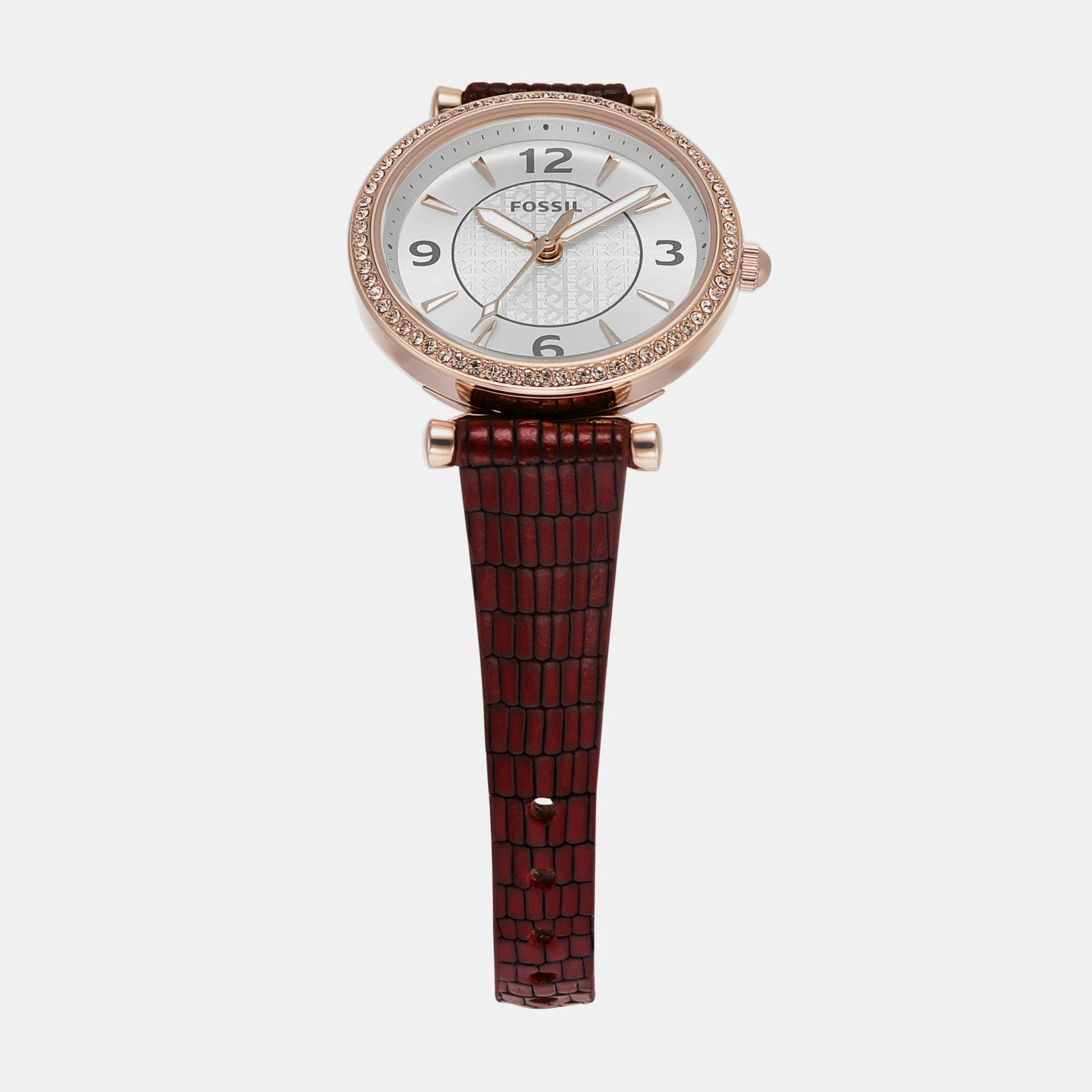 Carlie Women Quartz Rose Gold Dial Analog Leather Watch ES5296