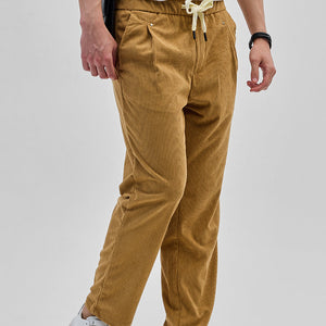 Light Brown Corduroy Relaxed Fit Trousers