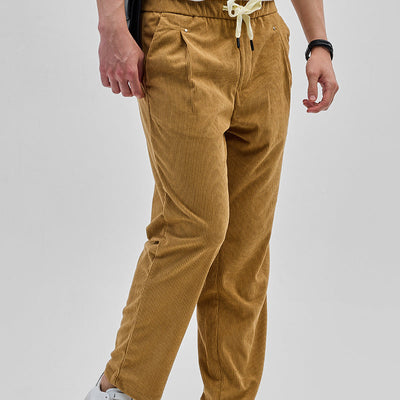 Light Brown Corduroy Relaxed Fit Trousers