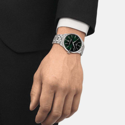 Chemin Des Tourelles Men Automatic Green Dial Analog Stainless steel Watch T1394071109100