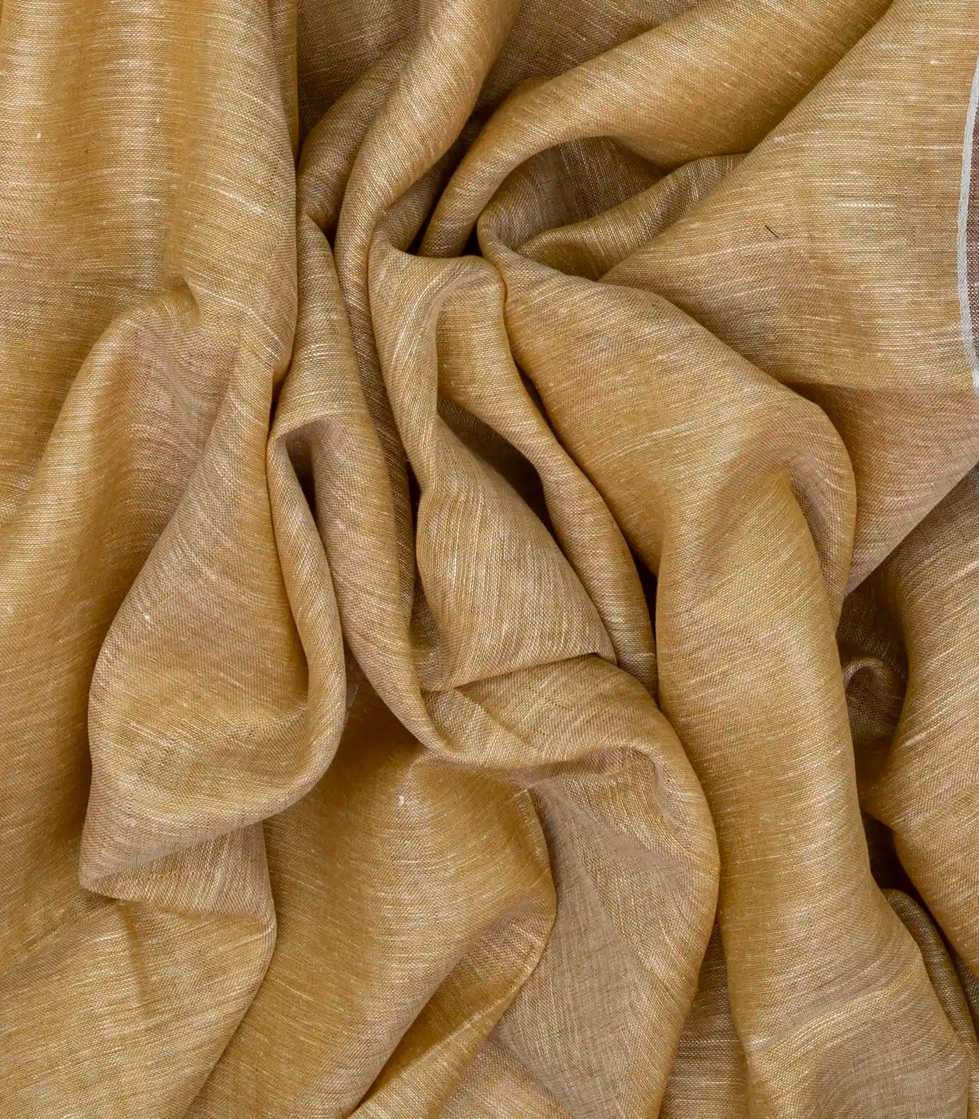 Sandal Handloom Plain Linen Saree With Stripes in Pallu