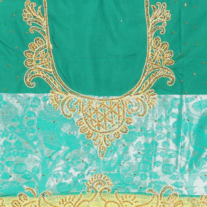 Red jacquard design with stonework vastrakala silksaree, contrast stonework meenakari border & intricate stonework pallu