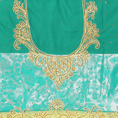 Red jacquard design with stonework vastrakala silksaree, contrast stonework meenakari border & intricate stonework pallu