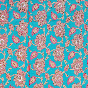 Sky blue floral-jaal jacquard vastrakala silksaree, contrast paisley border & pallu of ogee pattern, all-over stonework