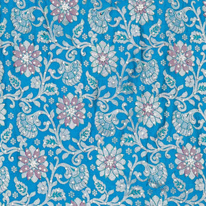 Blue sapphire silksaree with floral vine in stonework, contrast stonework & cutwork border & intricate stonework pallu