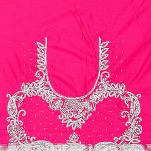 Blue sapphire silksaree with floral vine in stonework, contrast stonework & cutwork border & intricate stonework pallu