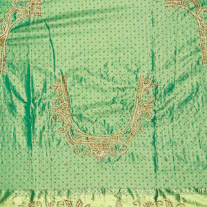Green ogee jacquard silk saree with stonework,contrast stone & cutwork border & stonework pallu of jaal & paisley