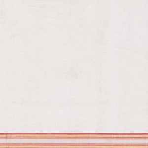 Cream kerala saree with zari buttas on its body, zari border & pallu features peacock designs