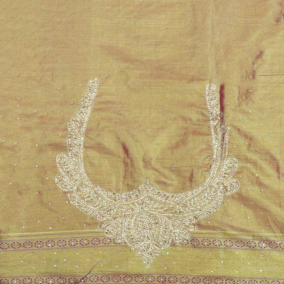 Lemon yellow jacquard & stonework vastrakala silksaree, contrast zari & stonework border & intricate stonework pallu