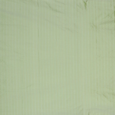 Borderless pistachio green aarani gift saree with zig-zag stripes on its body, self-pallu of stripes