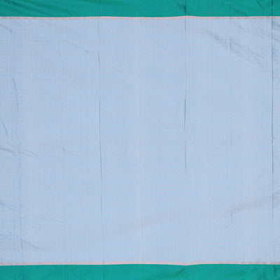 Blue striped design aarani gift saree, contrast plain border & pallu of stripes