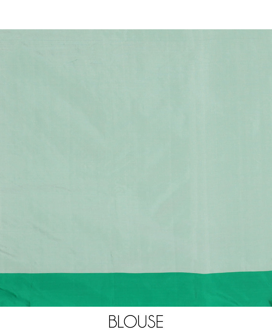 Blue striped design aarani gift saree, contrast plain border & pallu of stripes