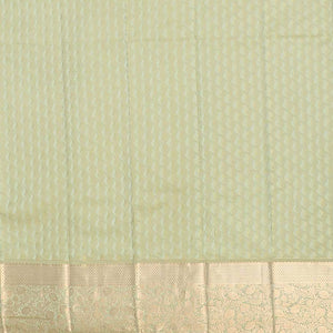 Sandal jacquard kancheepuram wedding silk saree, contrast floral vine zari border & pallu of intricate designs