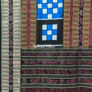 Blue Black Odisha Ikat Pasapali Bichitrapuri Silk Saree