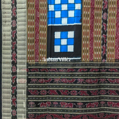 Blue Black Odisha Ikat Pasapali Bichitrapuri Silk Saree