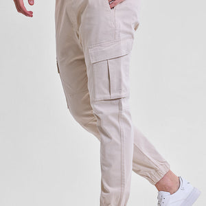 Beige Slim Fit Cargo Pants
