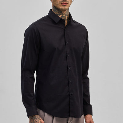 Black Stretchable Slim Fit Shirt
