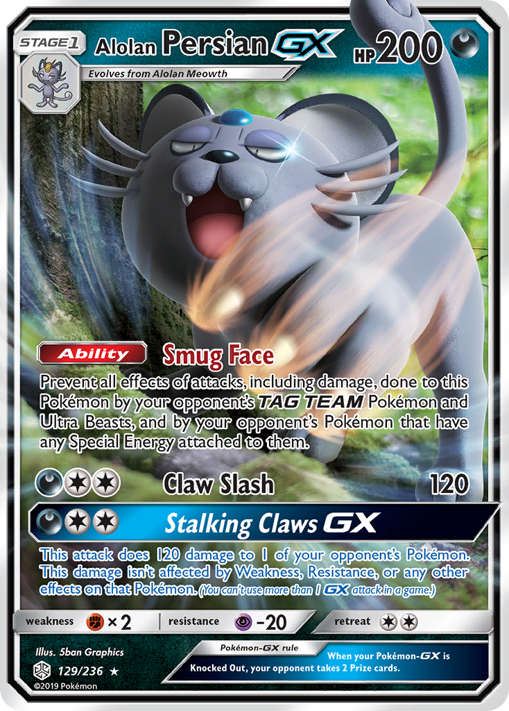 Alolan Persian-GX - 129/236 - Rare Holo GX