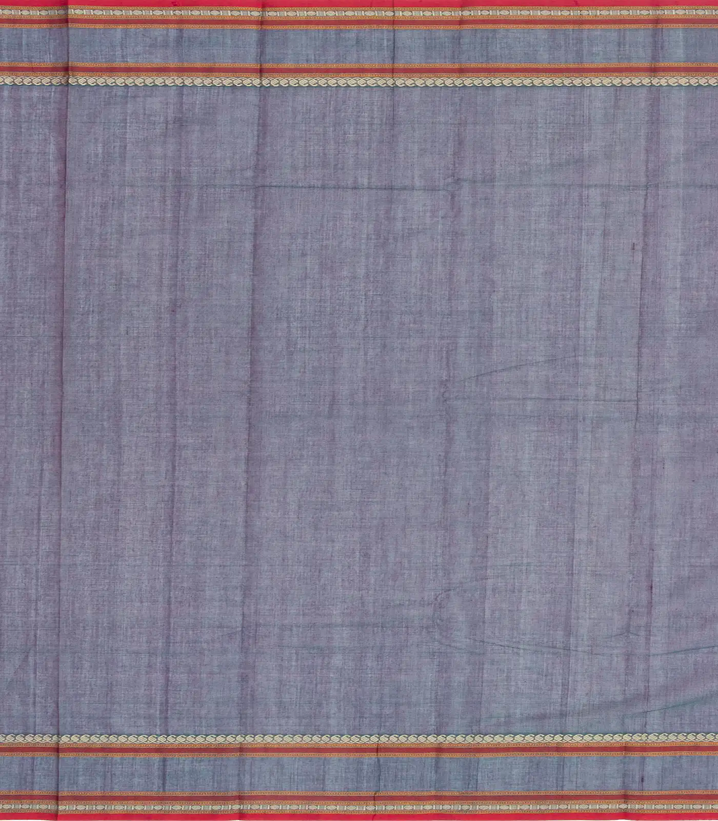 Grey Handloom Kanchi Cotton Saree With Annam Buttas