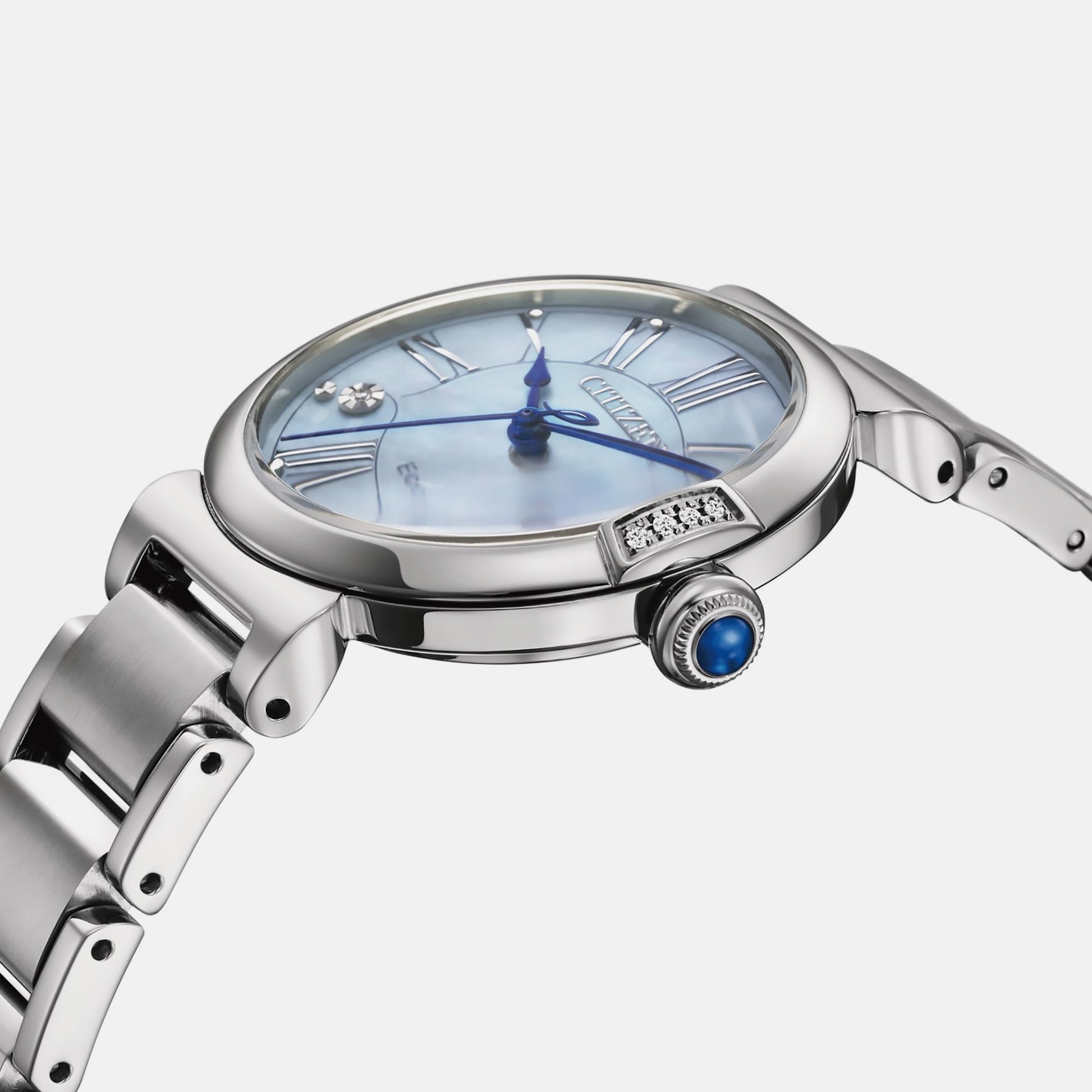 Citizen L Women Eco-Drive Mother Of Pearl Dial Analog Stainless Steel Watch EM1060-87N