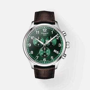 Chrono XL Classic Men Quartz Green Dial Chronograph Leather Watch T1166171609200