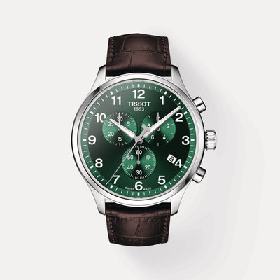 Chrono XL Classic Men Quartz Green Dial Chronograph Leather Watch T1166171609200