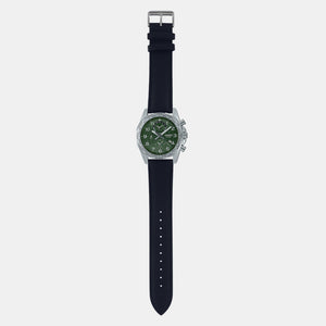 Enticer Men Quartz Green Dial Chronograph Leather Watch A2151