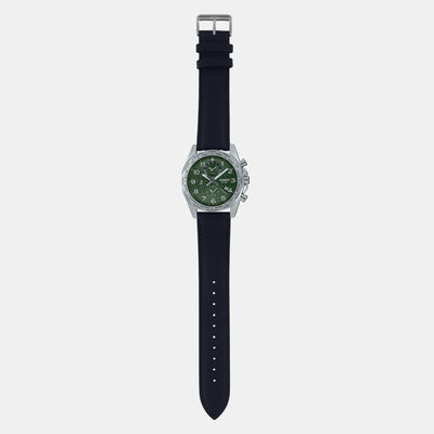Enticer Men Quartz Green Dial Chronograph Leather Watch A2151