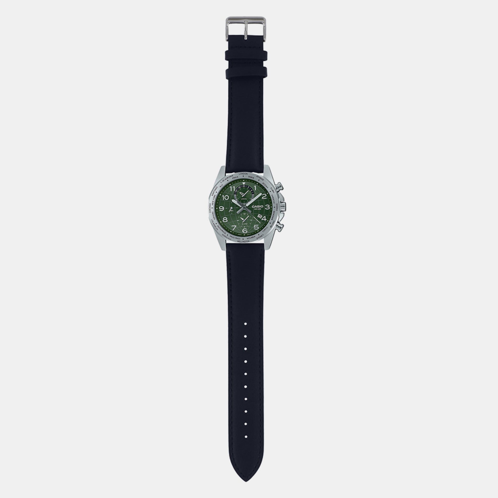 Enticer Men Quartz Green Dial Chronograph Leather Watch A2151