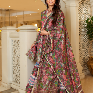 Multi Rose Handblock Sharara Set