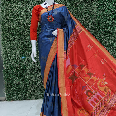 Blue Boita Odisha handloom Sambalpuri Ikat Silk saree