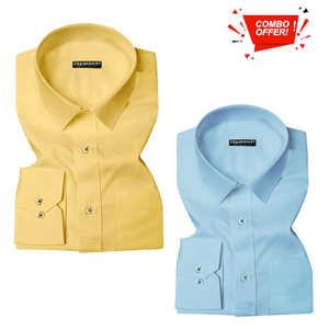 Pack of 2 Cotton Shirt for Man (Lemon and Light Blue)