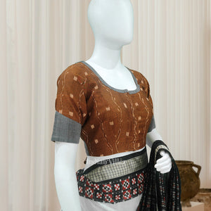 Brown Cement Tipa design Odisha Ikat Sambalpuri Cotton Blouse
