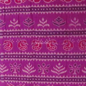 Deep Pink Floral Theme Odisha Handloom Cotton Fabric