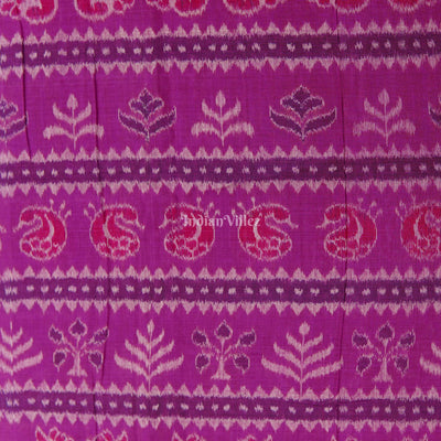 Deep Pink Floral Theme Odisha Handloom Cotton Fabric