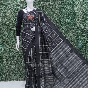Black Nabakothi Odisha Ikat Contemporary Designer Saree