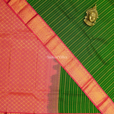 Green Golden Striped Body Work Pure Kanjivaram Silk Saree