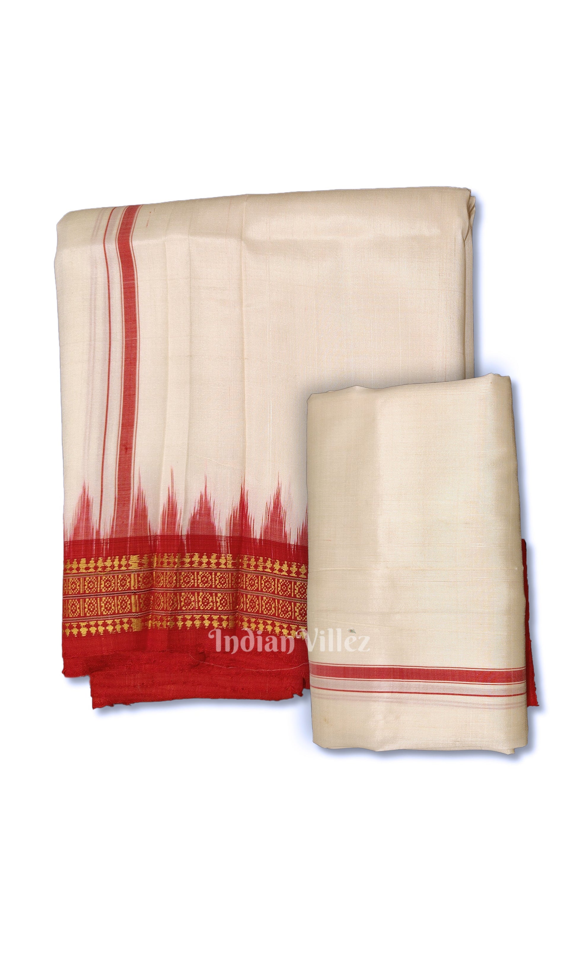 Excluive White Odisha Handloom Sambalpuri Joda