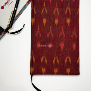 Maroon Handmade Ikat Woven Cotton Fabric Cover Diary
