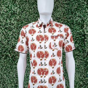 Pomegranate Design Block Printed Half Sleeve Shirt for Men