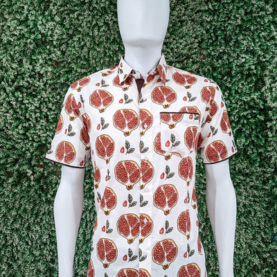 Pomegranate Design Block Printed Half Sleeve Shirt for Men