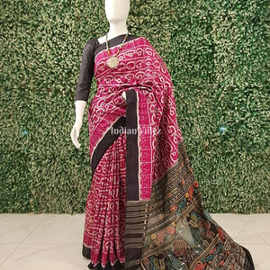 Rani Pink Odia Barnamala Designer Contemporary Silk Saree