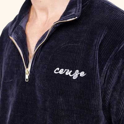 CERISE CORD HALF ZIP - NAVY BLUE