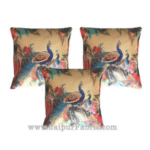 Jute Cushion Cover Digital Peacocks