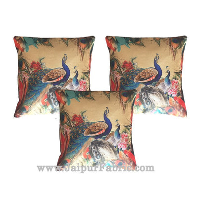 Jute Cushion Cover Digital Peacocks